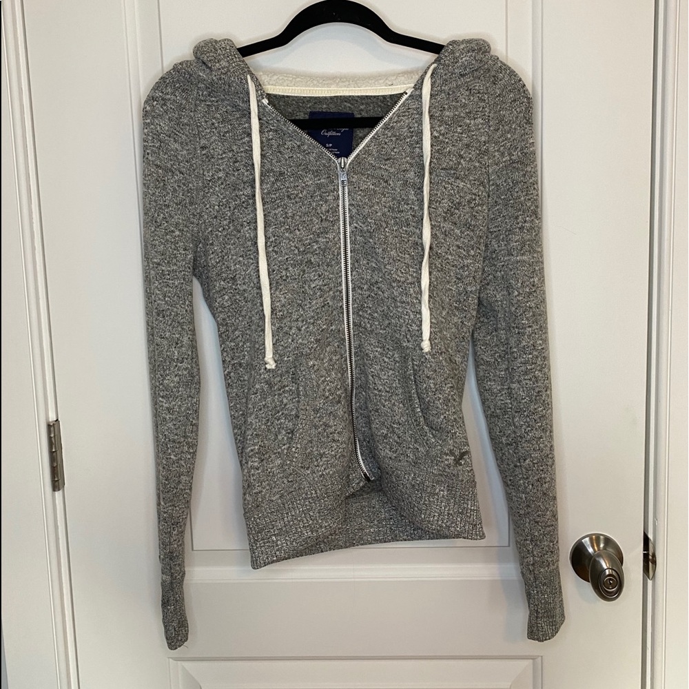 American Eagle Gray Soft Zip-Up Hoodie